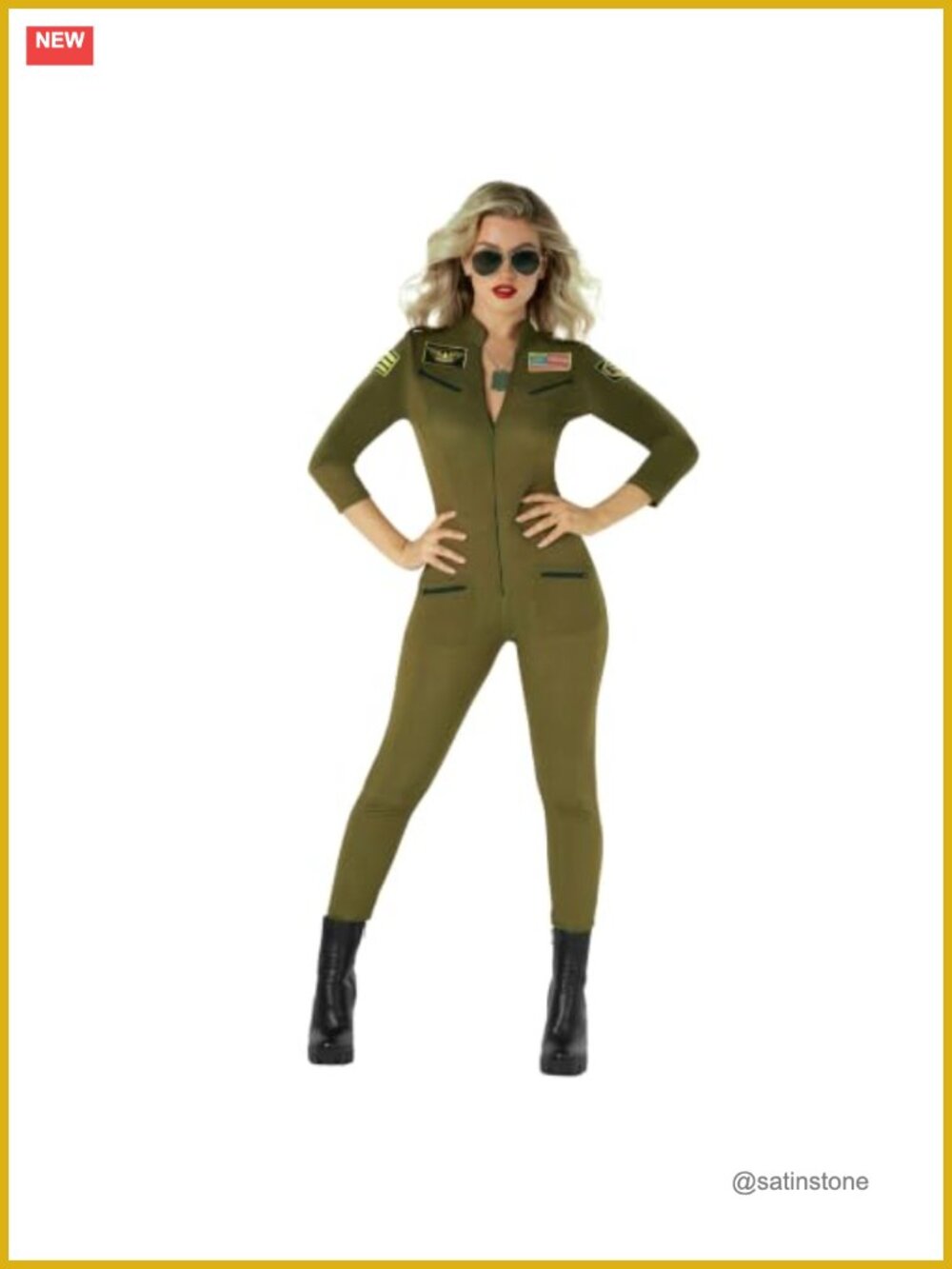 Women's Pilot Halloween Costume Flight Suit Aviator Jumpsuit Cosplay